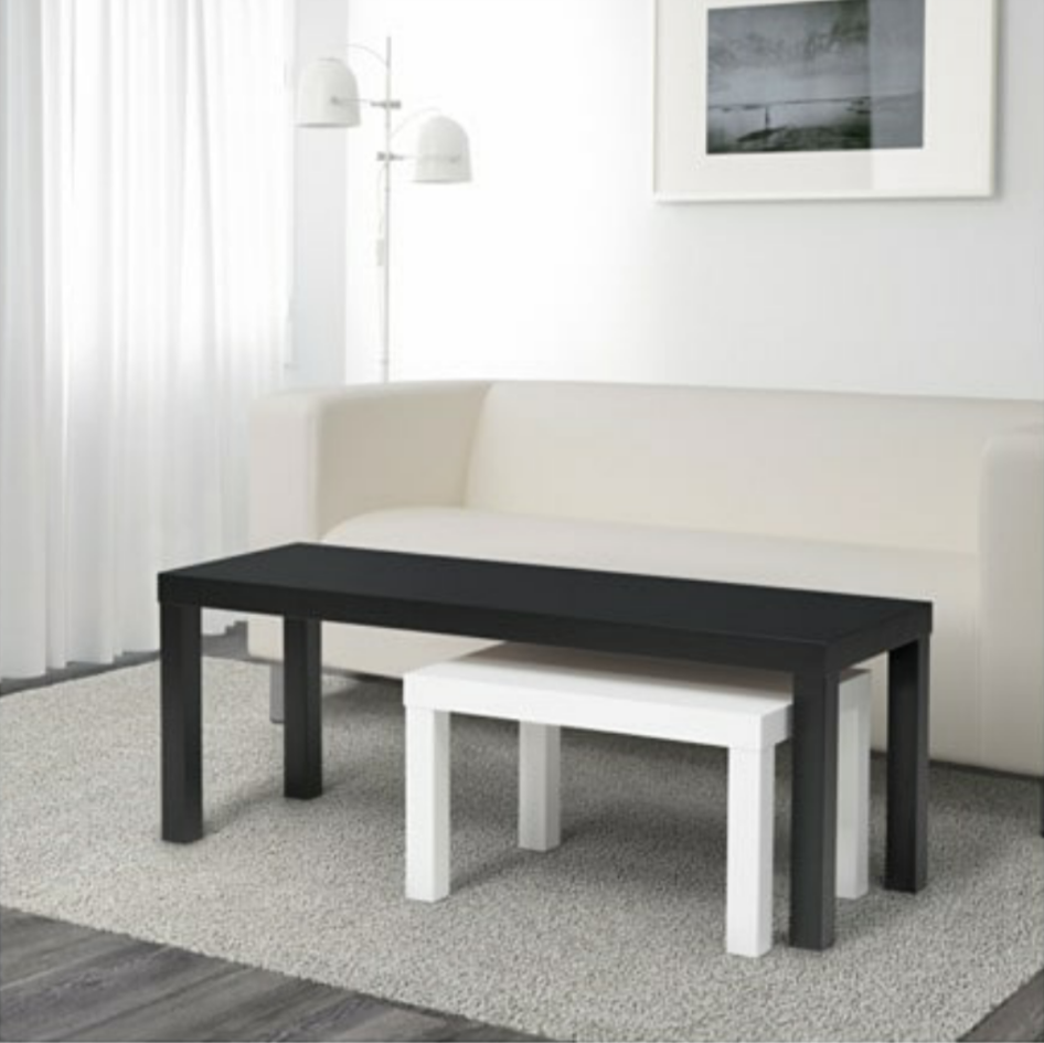 LUCK Set of Black & White Coffee Tables – 120×36×45 cm and 60×36×35 cm