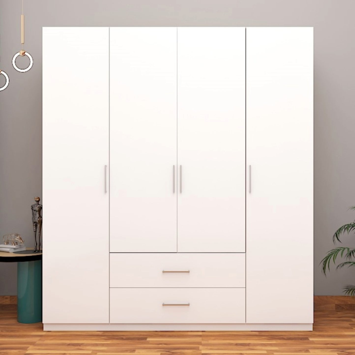 خزانة ملابس أونو بيضاء - 180 سم × 52 سم × 200 سم.