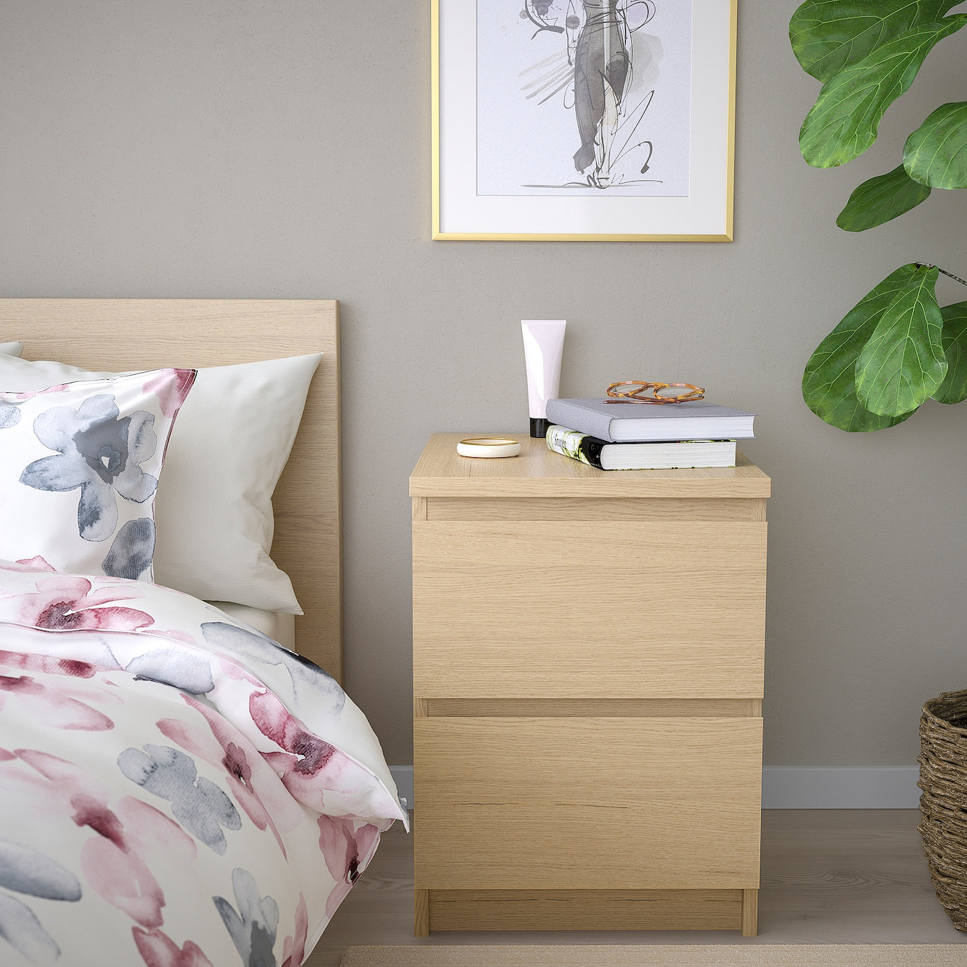 Oak Commode - 55cm × 45cm × 40cm.
