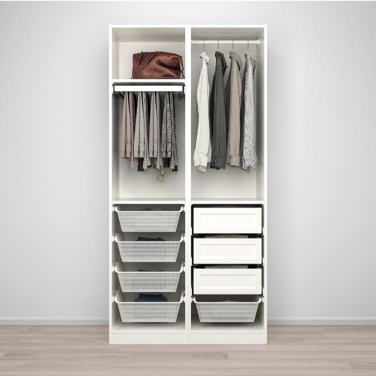 Max White Wardrobe – 100cm x 58cm x 200cm