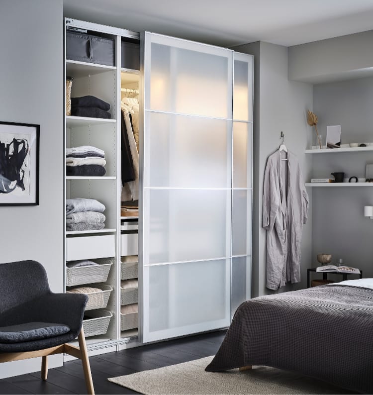 Max White Glass Wardrobe – 200cm x 60cm x 240cm