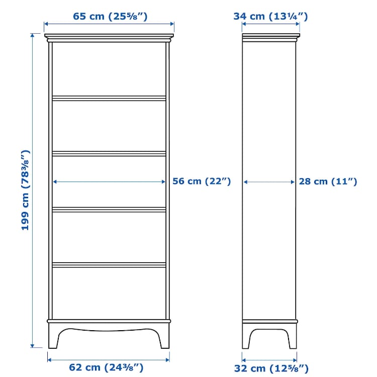 LM Bookcase White – 65cm x 28cm x 199cm