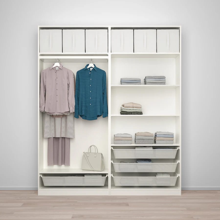 Max White Wardrobe – 200cm x 40cm x 240cm