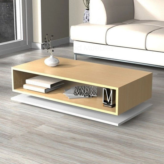 Nexa Center Table in Light Wood & White – 80x50x40cm
