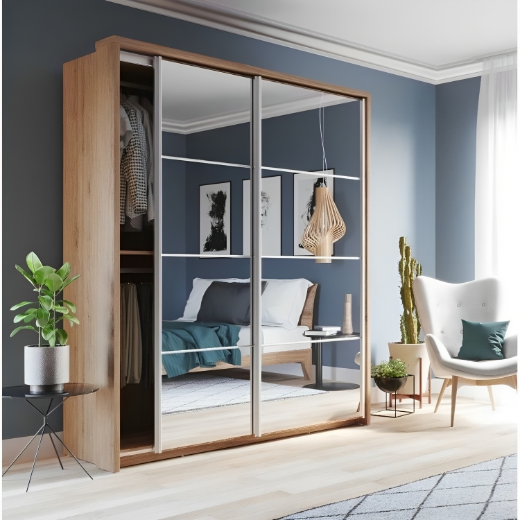 MDF Beige Wardrobe 2 Doors - 220cm x 60cm x 180cm.