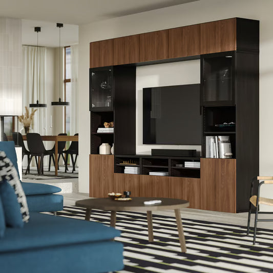 Delta TV storage combination with glass doors, 300x42x231 cm