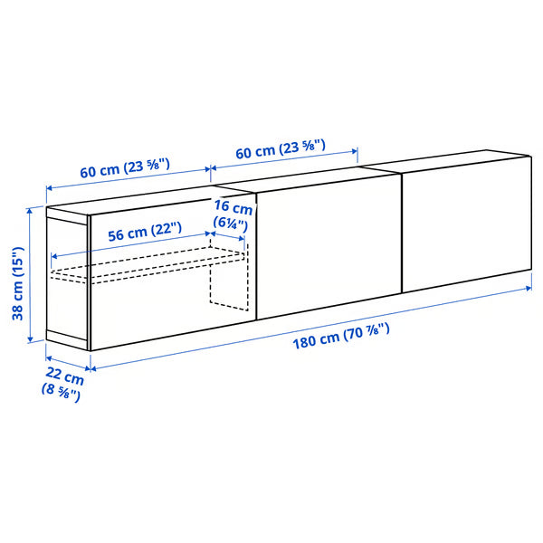 Delta Wall-mounted cabinet slim, 180x22x38cm
