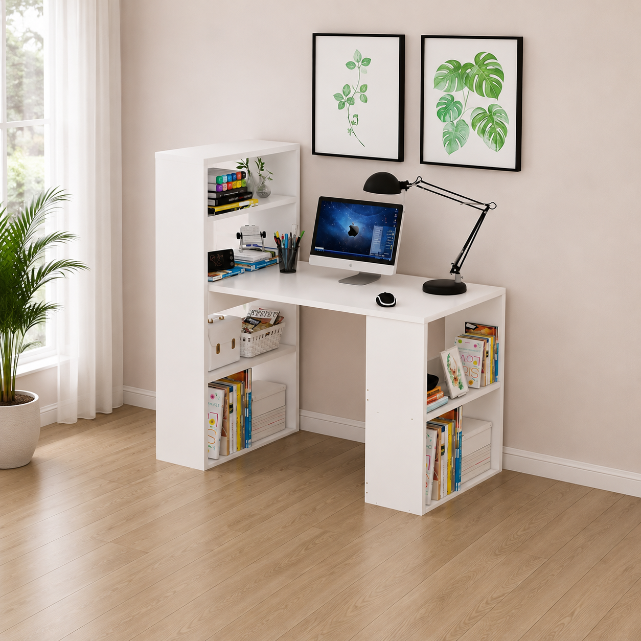 Alba Integrated Library Desk, 120x40x150 cm