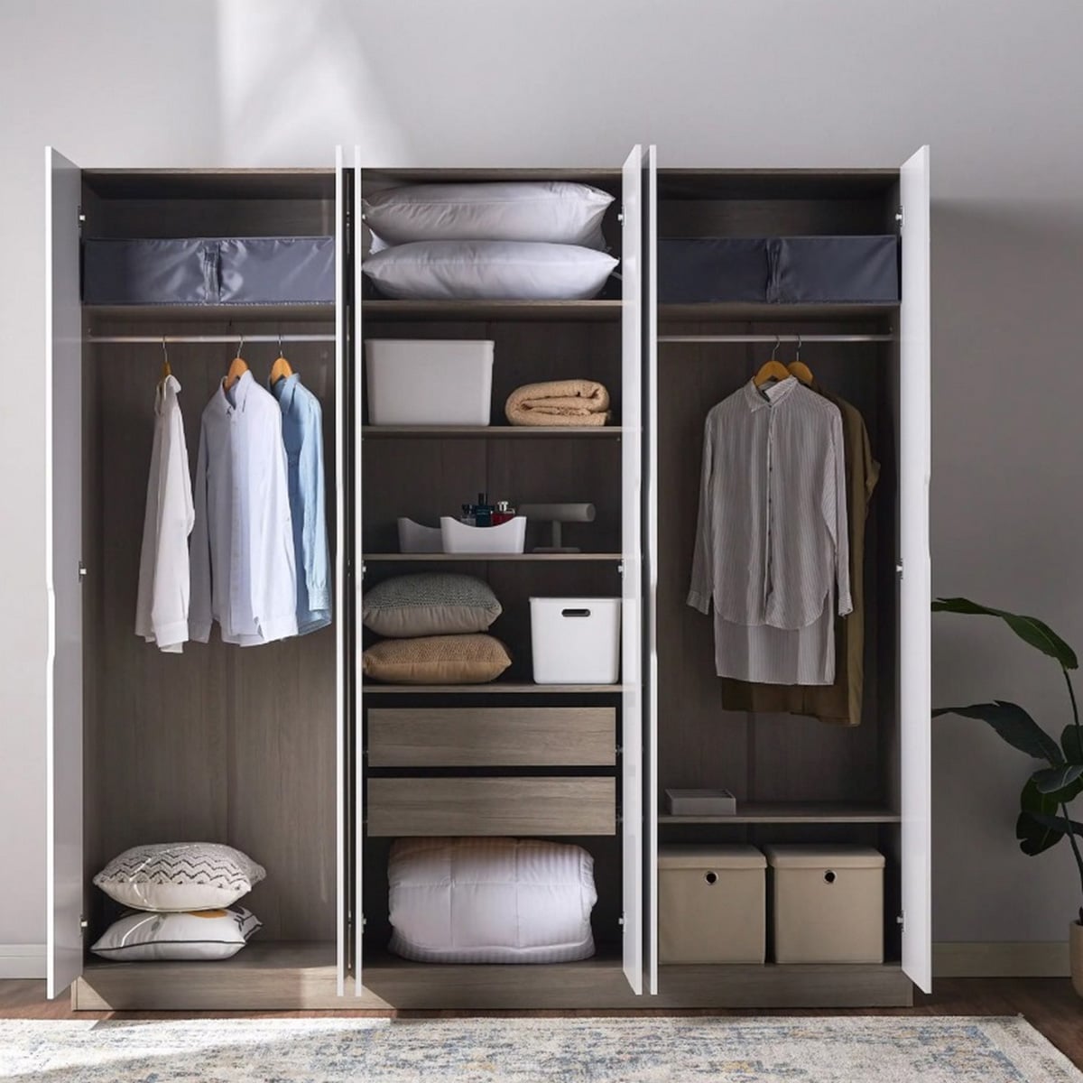 The Horizon Wood & White Armoire, 220x60x240cm