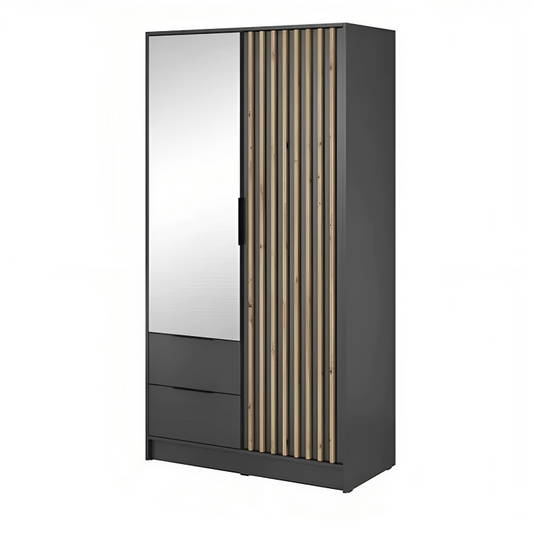 NELLY Grey and Oak Wardrobe 2 Door - 100x50x200cm.