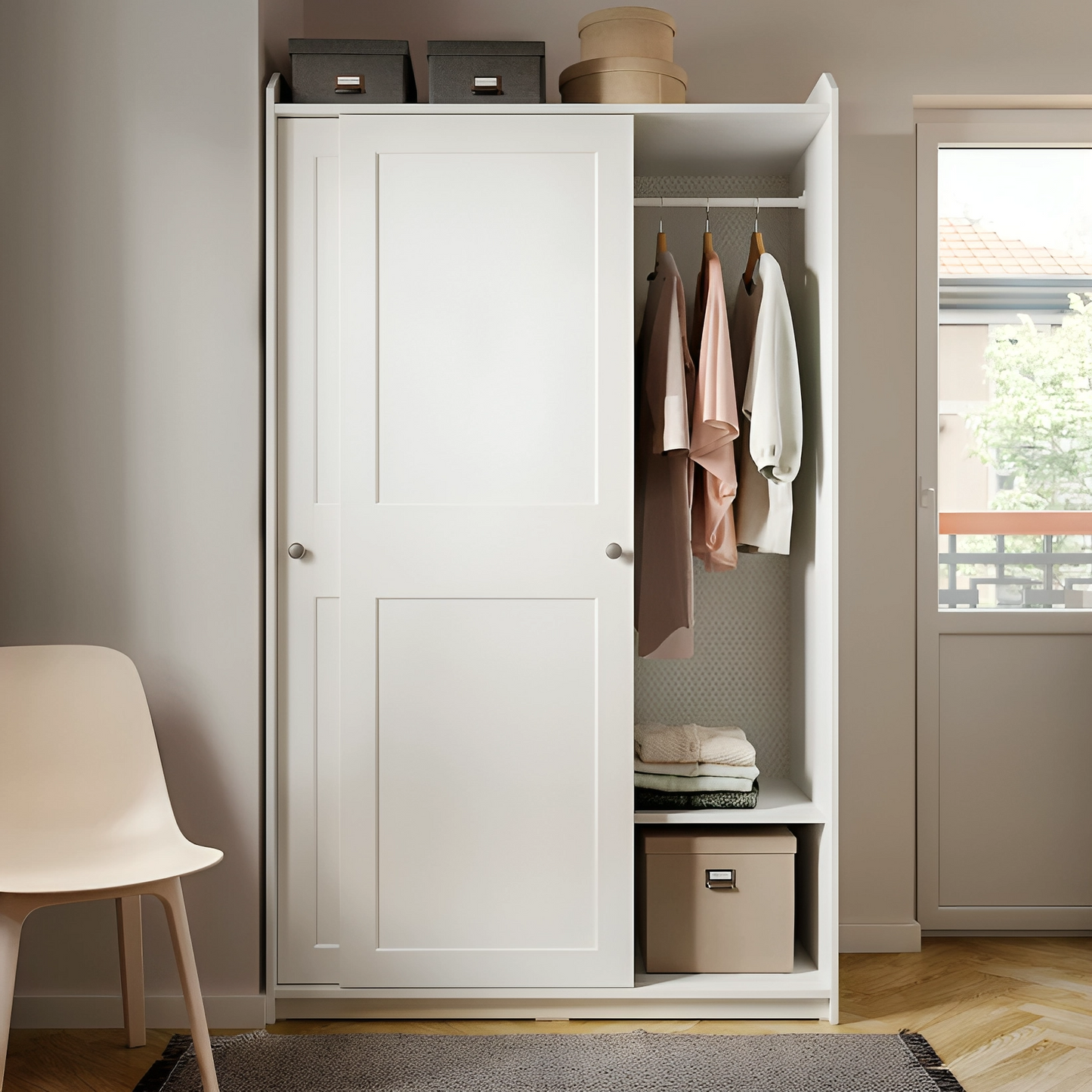 Haidy - White Wardrobe - 199 x55x 118 cm