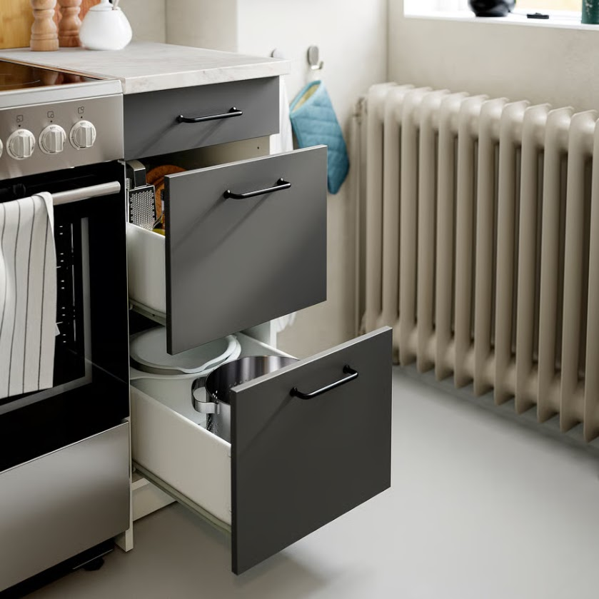 Kitchen Base Cabinet with 3 Drawers – Gray 40 x 60 x 90 cm