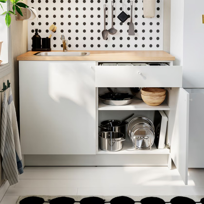 Kitchen Base Cabinet with Two Doors & Drawer – White, 120 x 60 x 90 cm