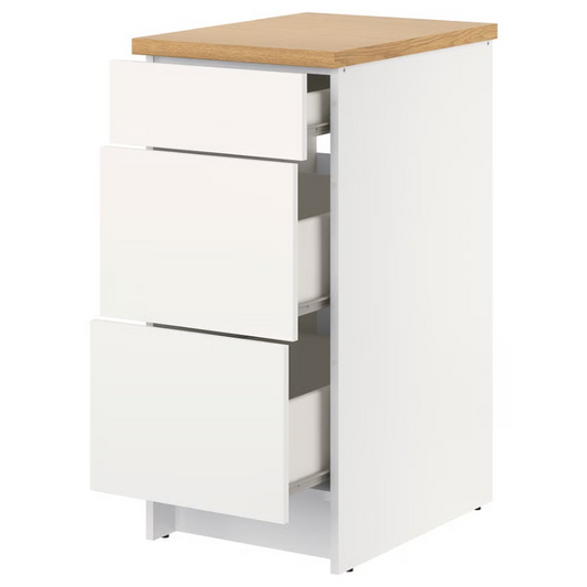 Kitchen Base Cabinet with 3 Drawers – White 40x60x90cm.