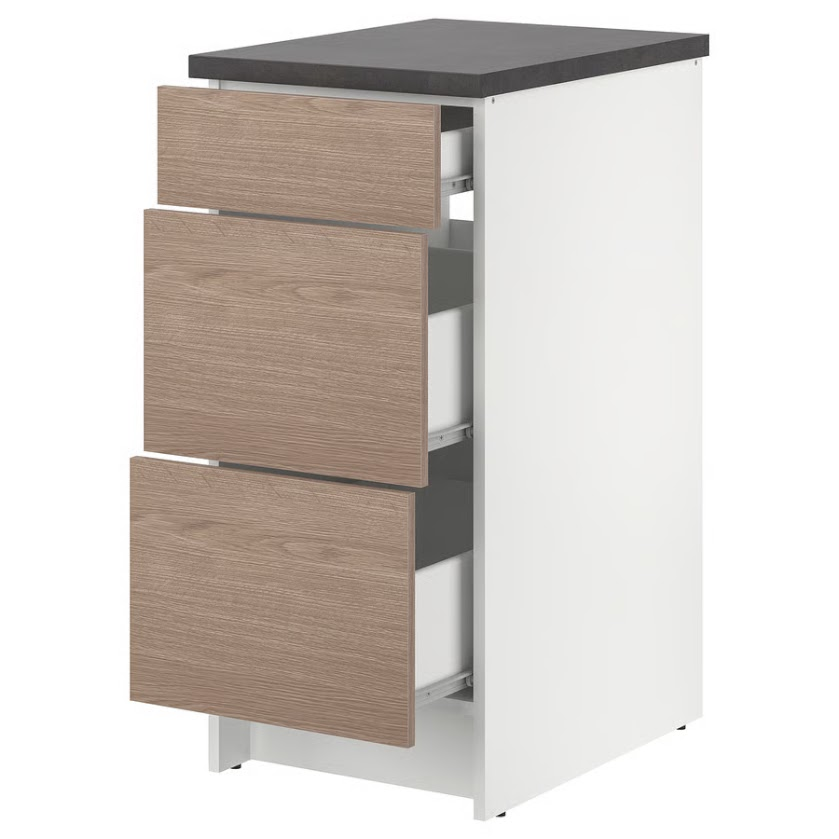 Kitchen Base Cabinet with 3 Drawers – Brown 40 x 60 x 90 cm