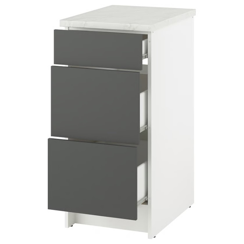 Kitchen Base Cabinet with 3 Drawers – Gray 40 x 60 x 90 cm