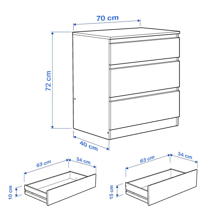 MDF Brown-Cherry Unit Drawer - 70×40×72cm.