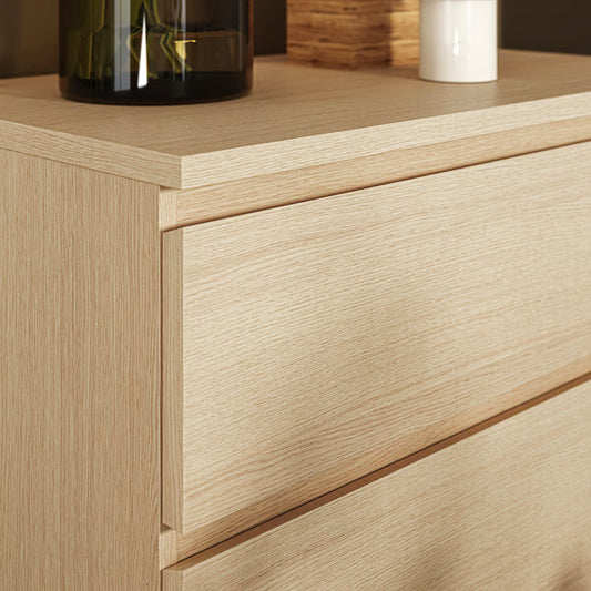 MDF Oak 6 Drawer Unit - 160×45×78cm.