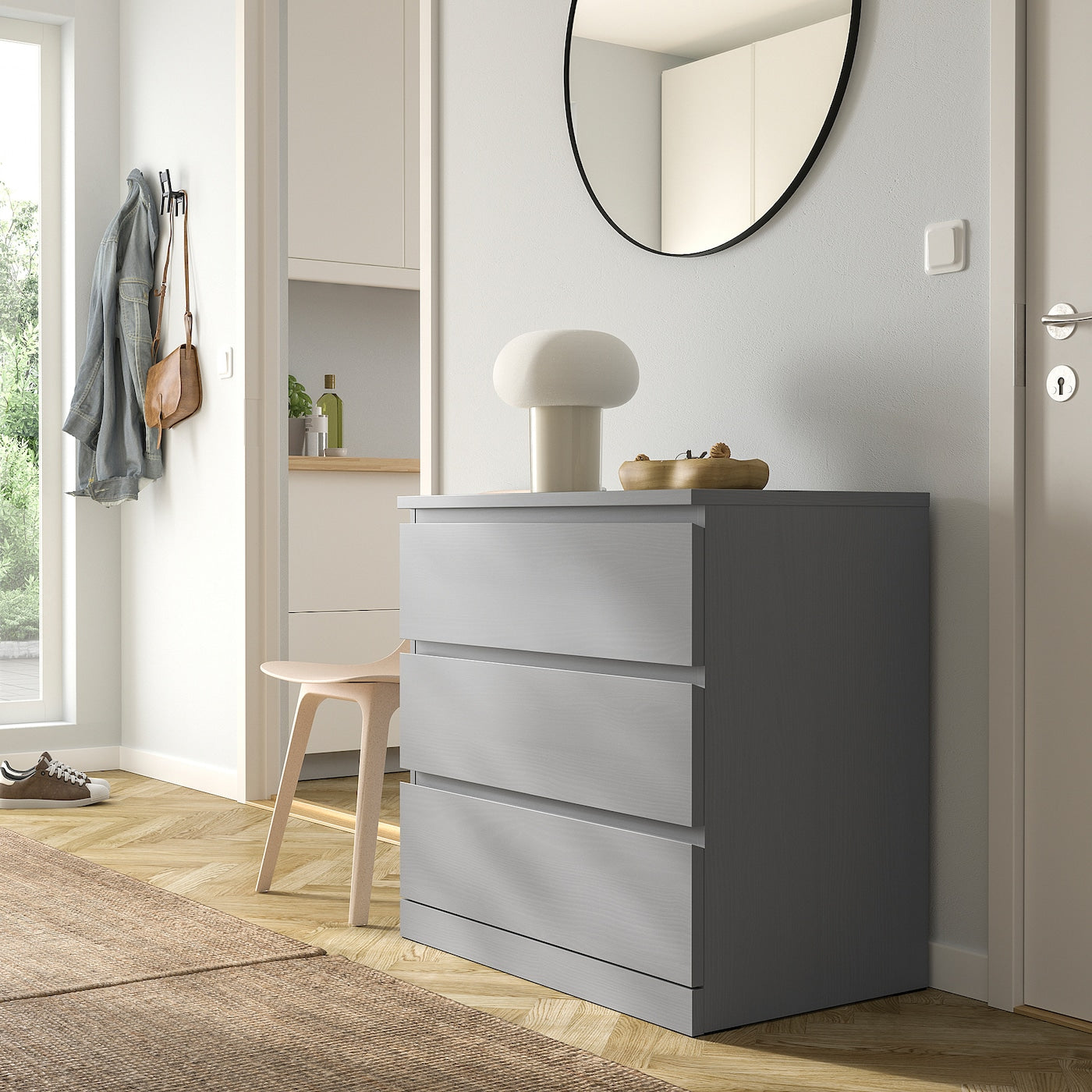 Gray 3 Drawer Unit - 76cm × 45cm × 78cm.