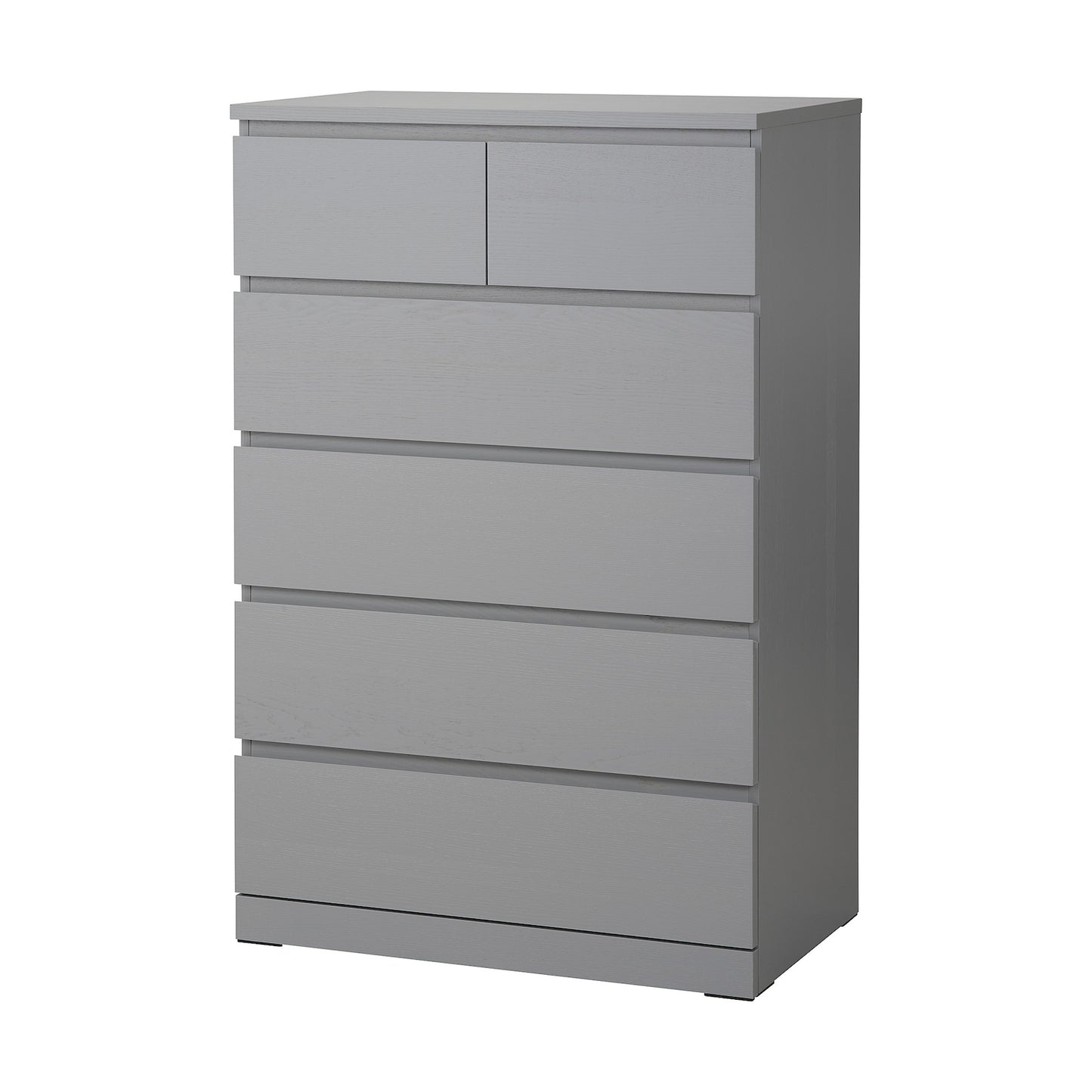 MDF Gray 6-Drawer Chest - 80cm × 45cm × 122cm.