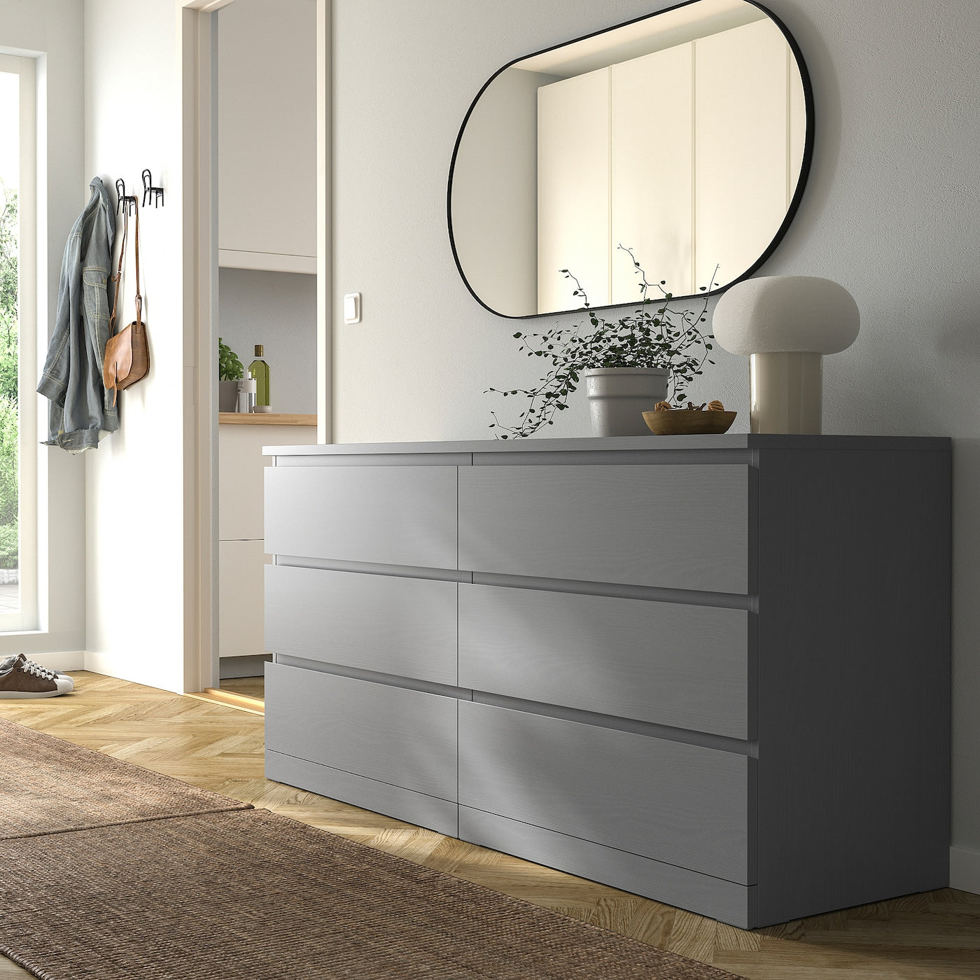 Gray 6 Drawer Unit - 78cm × 45cm × 156cm.