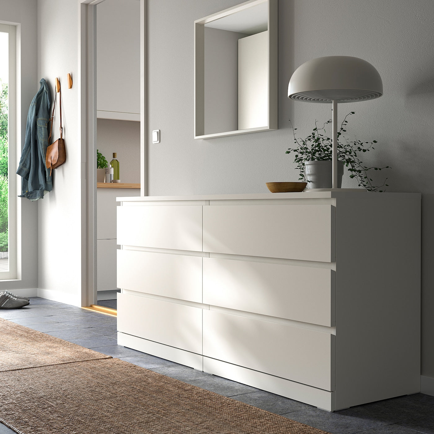 COUNTER White 6 Drawer Unit - 78cm × 45cm × 156cm.