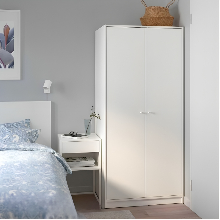 MDF White Wardrobe 176cm x 80cm x40cm.