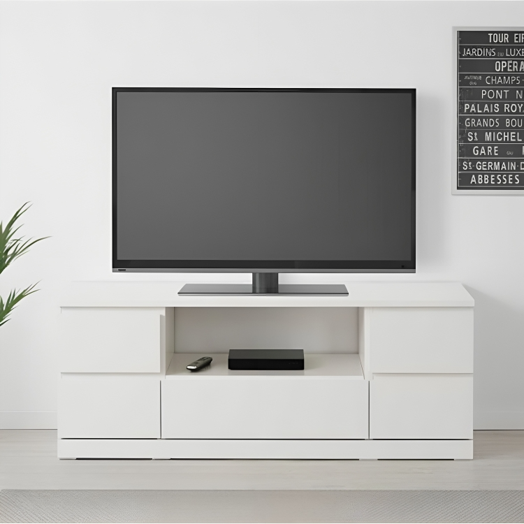 Modex White TV Unit – 5-Drawer- 58 × 45 × 160 cm.