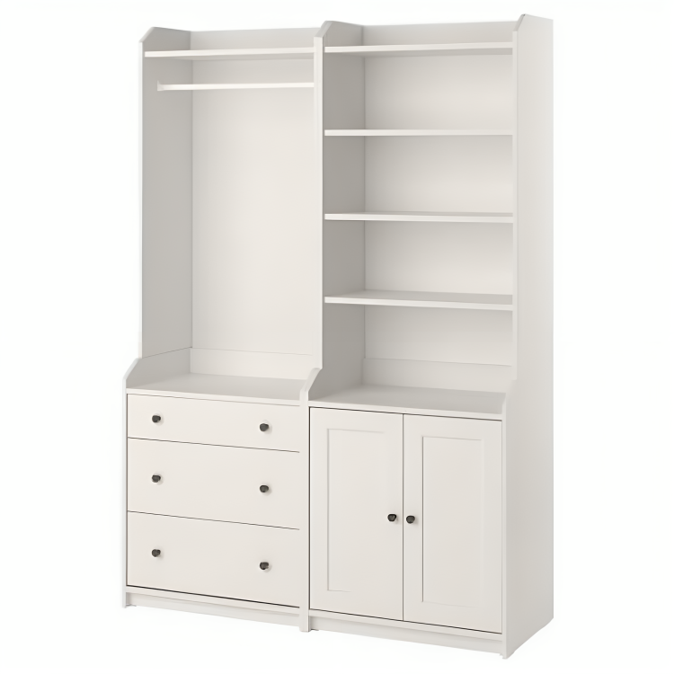 MDF White Wardrobe -199cm × 46cm × 139cm.