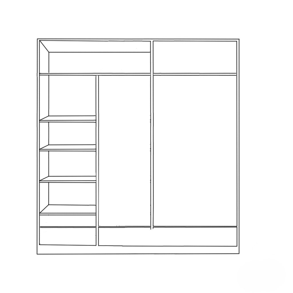 MDF Wardrobe 2 Doors - 200x60x220cm.