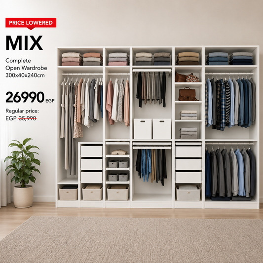 MIX Complete open wardrobe 300x40x240cm