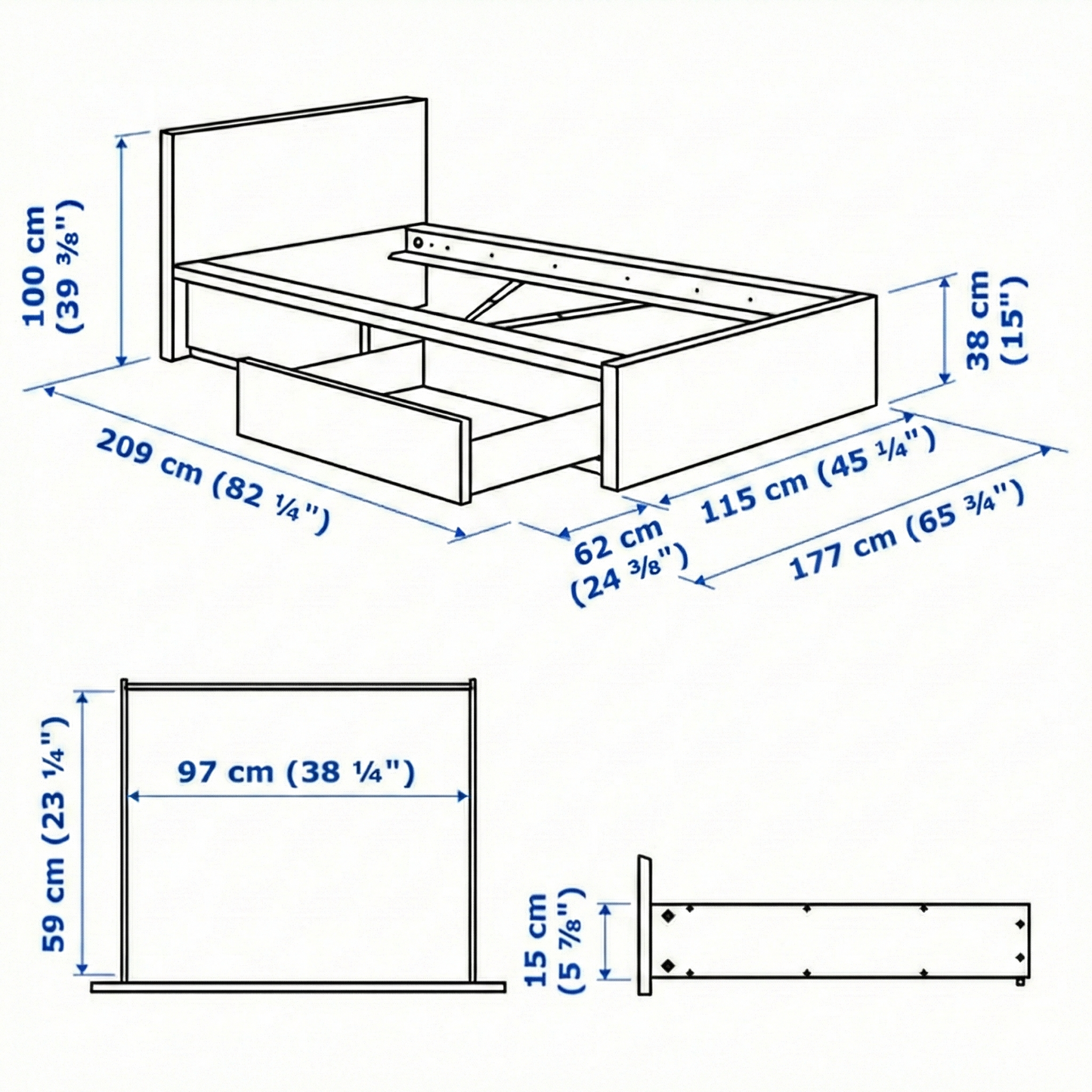 MAILY (White) Drawers Storage Bed - Single Size (90 & 100 & 120cm)