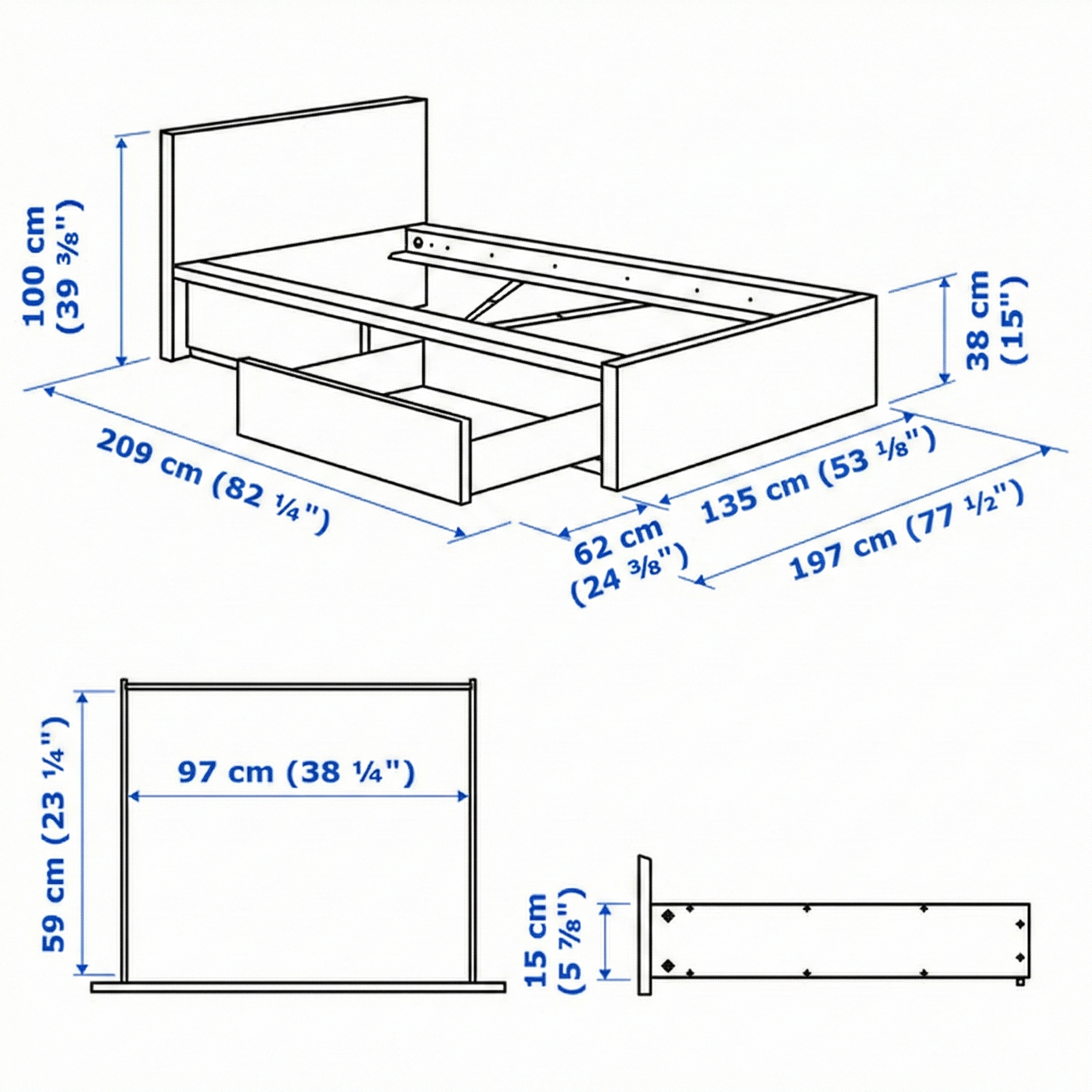 MAILY (White) Drawers Storage Bed - Single Size (90 & 100 & 120cm)