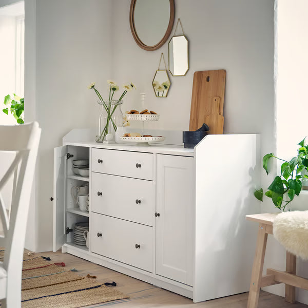 Storica White MDF 3-Drawer & 2-Door Cabinet – 140x46x84cm