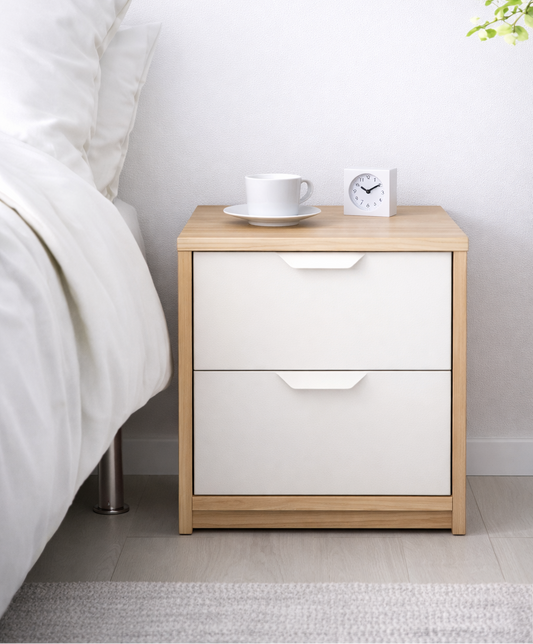 خزانة ملابس من خشب البلوط واللون الأبيض MDF - 40x40x48 سم.