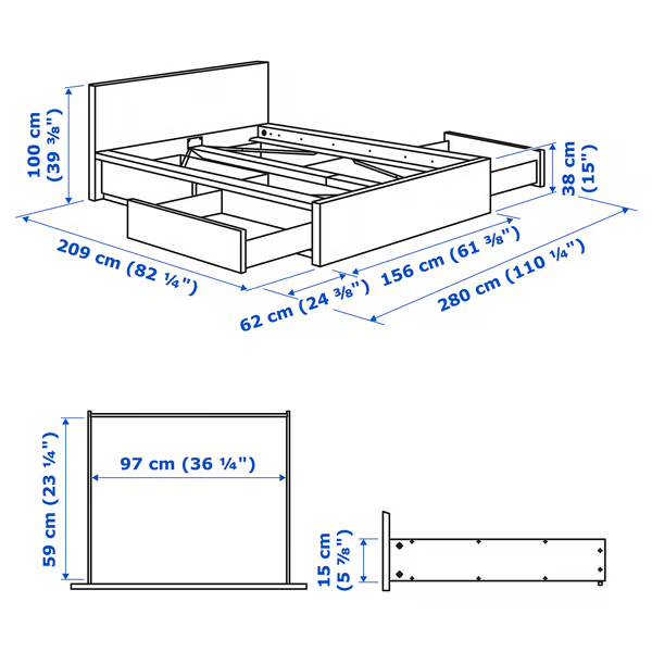 MAILY (White) Drawers Storage Bed - Double Size (140 & 150cm)