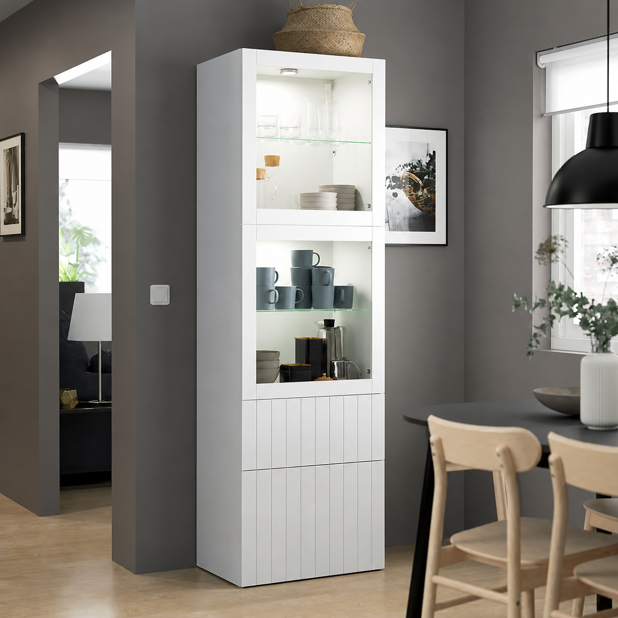 Delta tall Display cabinet,60x42x193cm