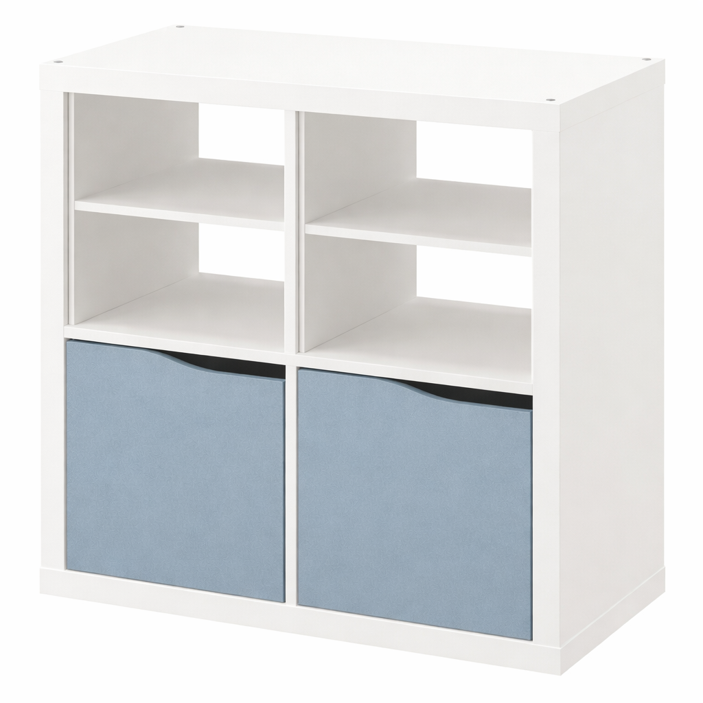 Kseries Display unit with 2 doors wave-shaped & 2 shelves, 77x39x77cm