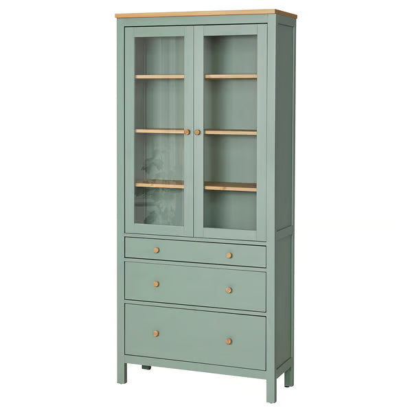 Hymnes Glass-door cabinet with 3 drawers, 90x37x197cm