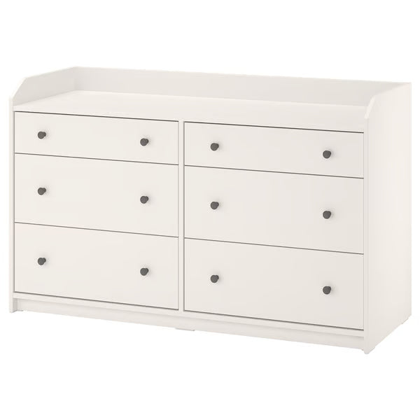 Organix White 6 Drawer Unit - 138×46×84cm