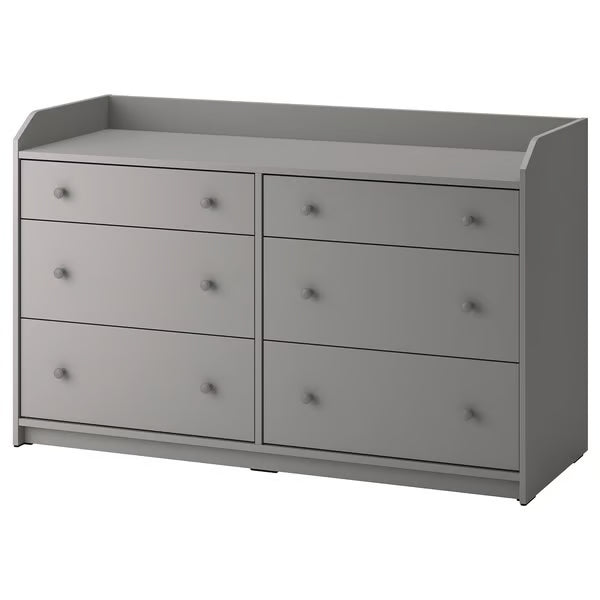 Organix Grey 6 Drawer Unit - 138×46×84cm