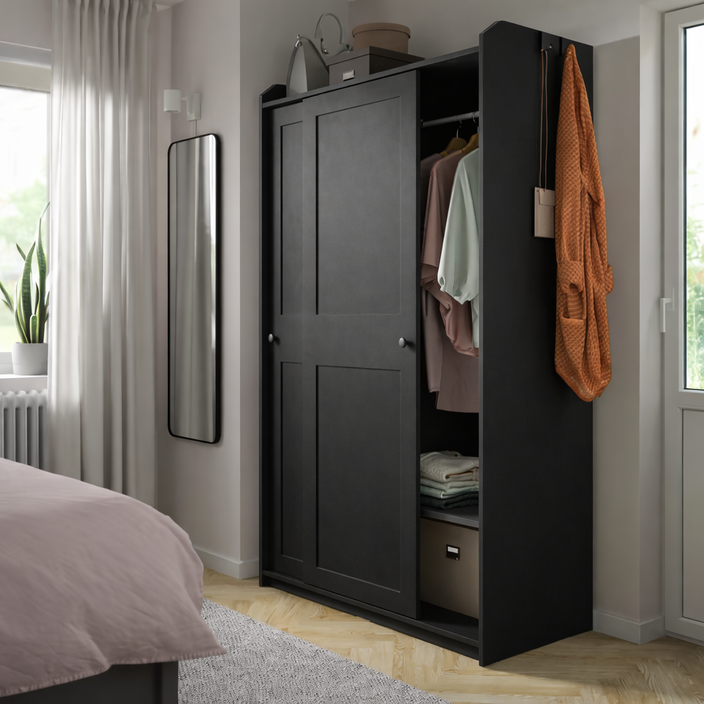 Haidy - Black Wardrobe - 118x55x119cm.