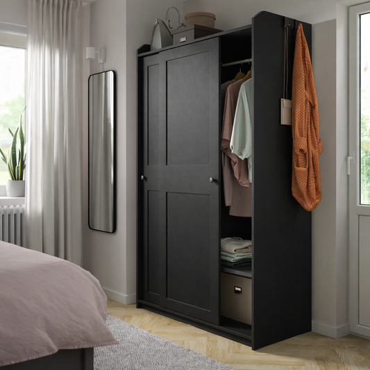 Haidy - Black Wardrobe - 118x55x119cm.