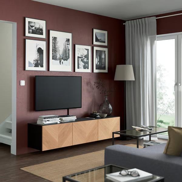 كونسول حائط دلتا للتلفاز مع 3 أبواب، 180 × 42 × 38 سم