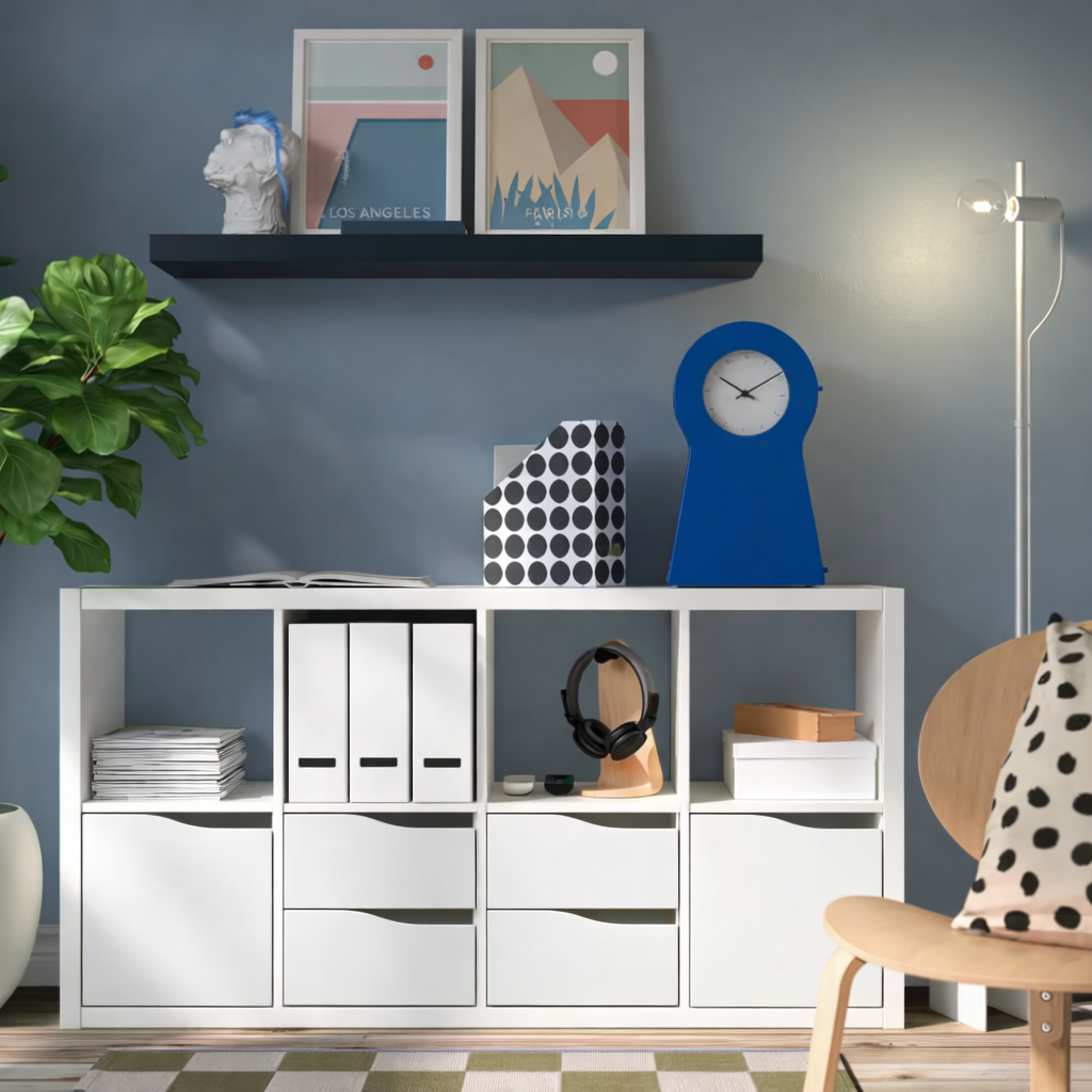 Kseries H Shelving unit with 4 Storage Wave-shaped, 147x39x77cm