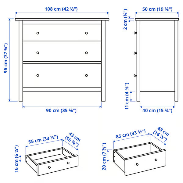 Hymnes Chest of 3 drawers, 108x50x96cm