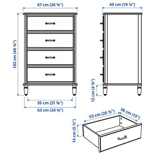 Tseries Chest of drawers with 4 drawers, 67x49x102cm