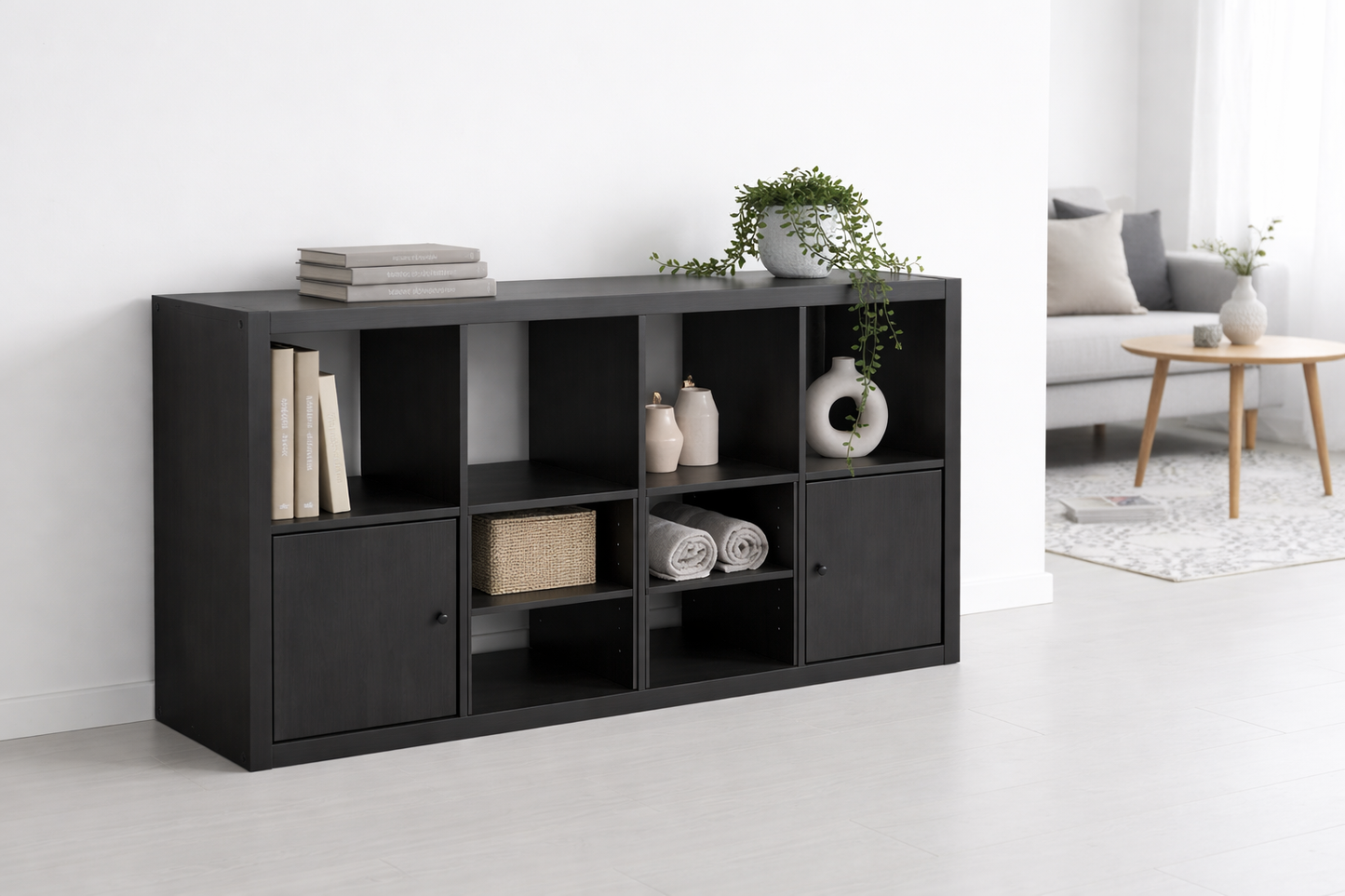 Kseries H Shelving unit, with 2 doors/with 2 shelf, 147x39x77cm