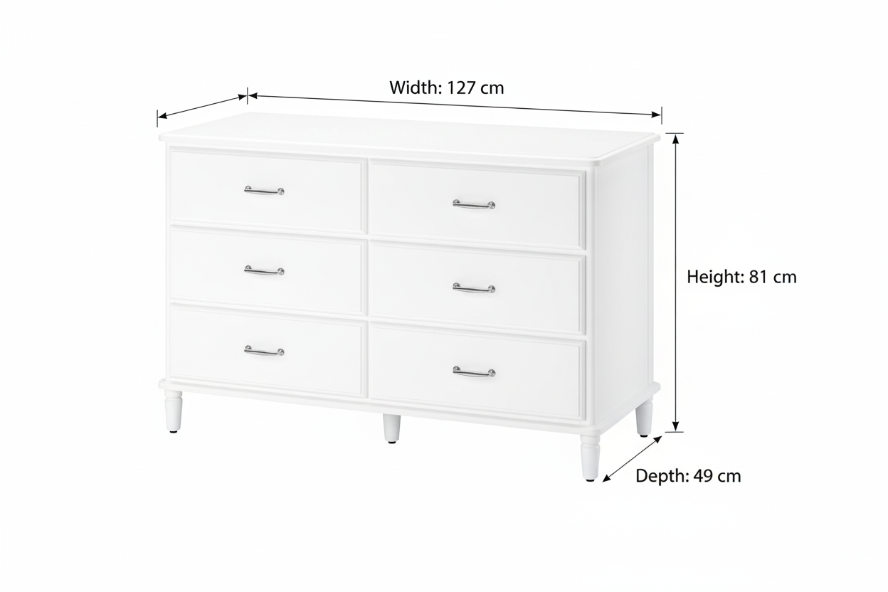 Tseries chest of drawers with 6 drawers, 127x49x81cm