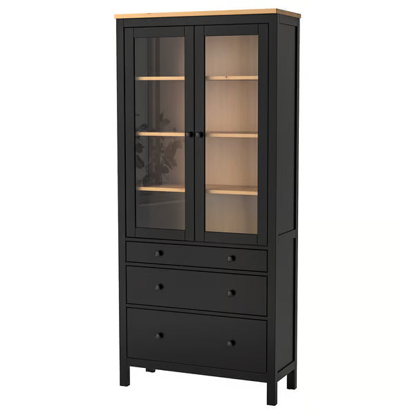 Hymnes Glass-door cabinet with 3 drawers, 90x37x197cm